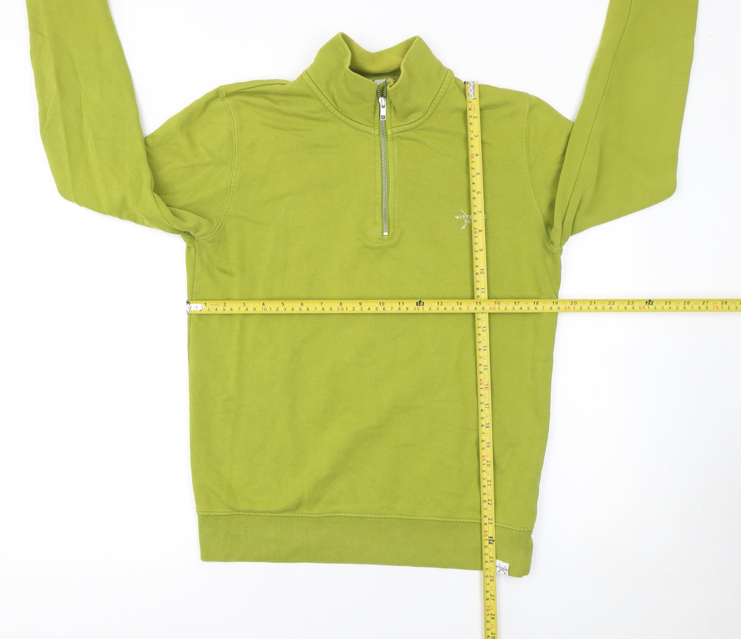 Wittering Surf Men Green S 1/4 Zip Pullover Sweatshirt