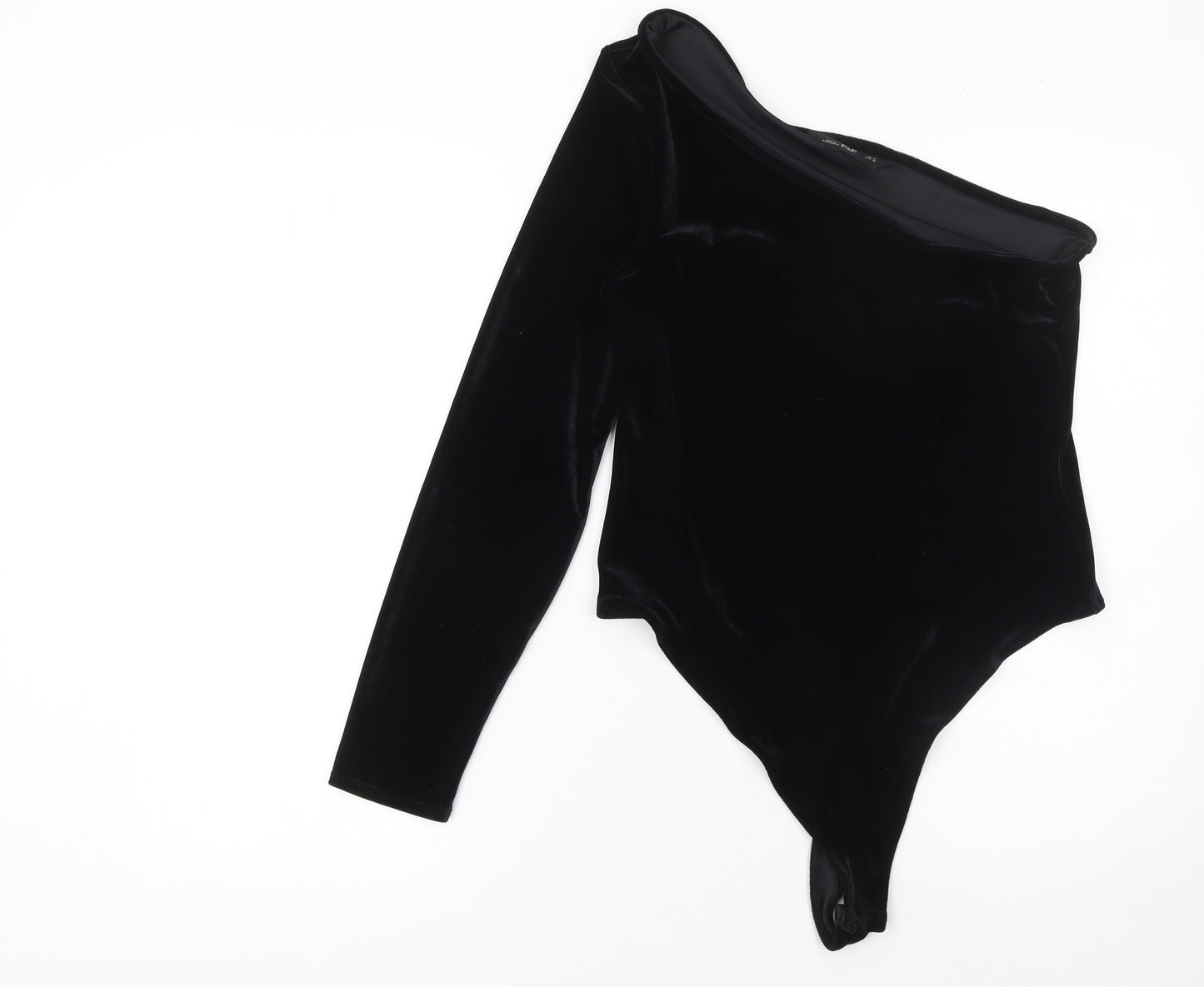F&F Women’s Black Velvet One Shoulder Bodysuit UK 14