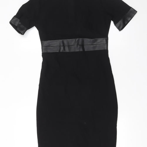 Vesper Women Black Size 12 Bodycon Pencil Dress Short Sleeve