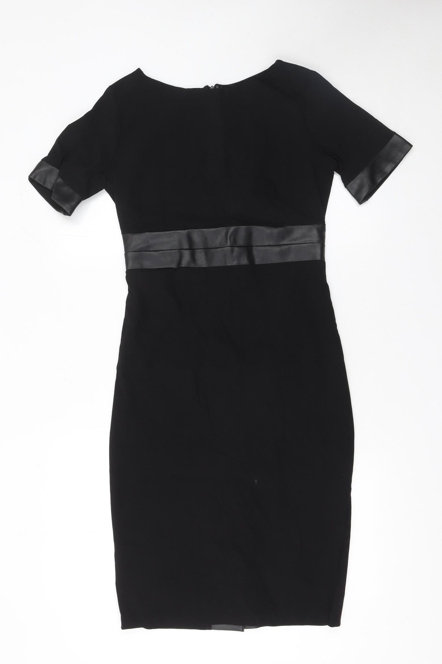 Vesper Women Black Size 12 Bodycon Pencil Dress Short Sleeve