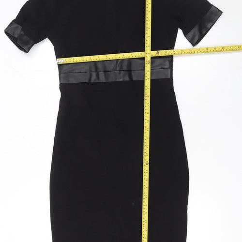 Vesper Women Black Size 12 Bodycon Pencil Dress Short Sleeve