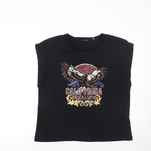 Vero Moda Women's Black California Dreaming Graphic Sleeveless T-Shirt Size XL