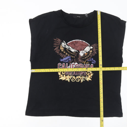Vero Moda Women's Black California Dreaming Graphic Sleeveless T-Shirt Size XL