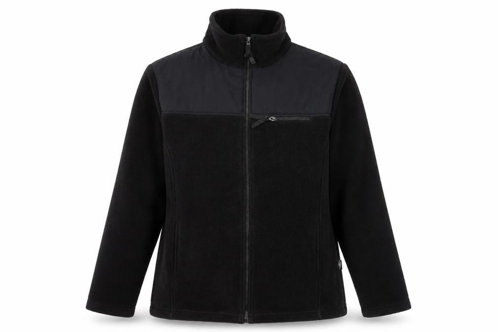 Front view of Bonmarché women’s black fleece full zip jacket, size M
