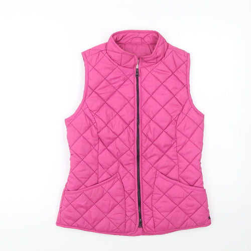 Joules Women's Pink Quilted Waistcoat Size 8 Full Zip Casual Gilet