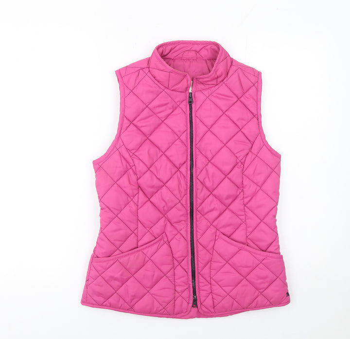 Joules Women's Pink Quilted Waistcoat Size 8 Full Zip Casual Gilet