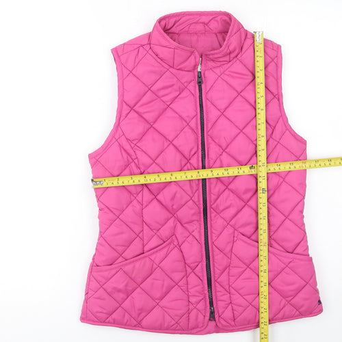 Joules Women's Pink Quilted Waistcoat Size 8 Full Zip Casual Gilet