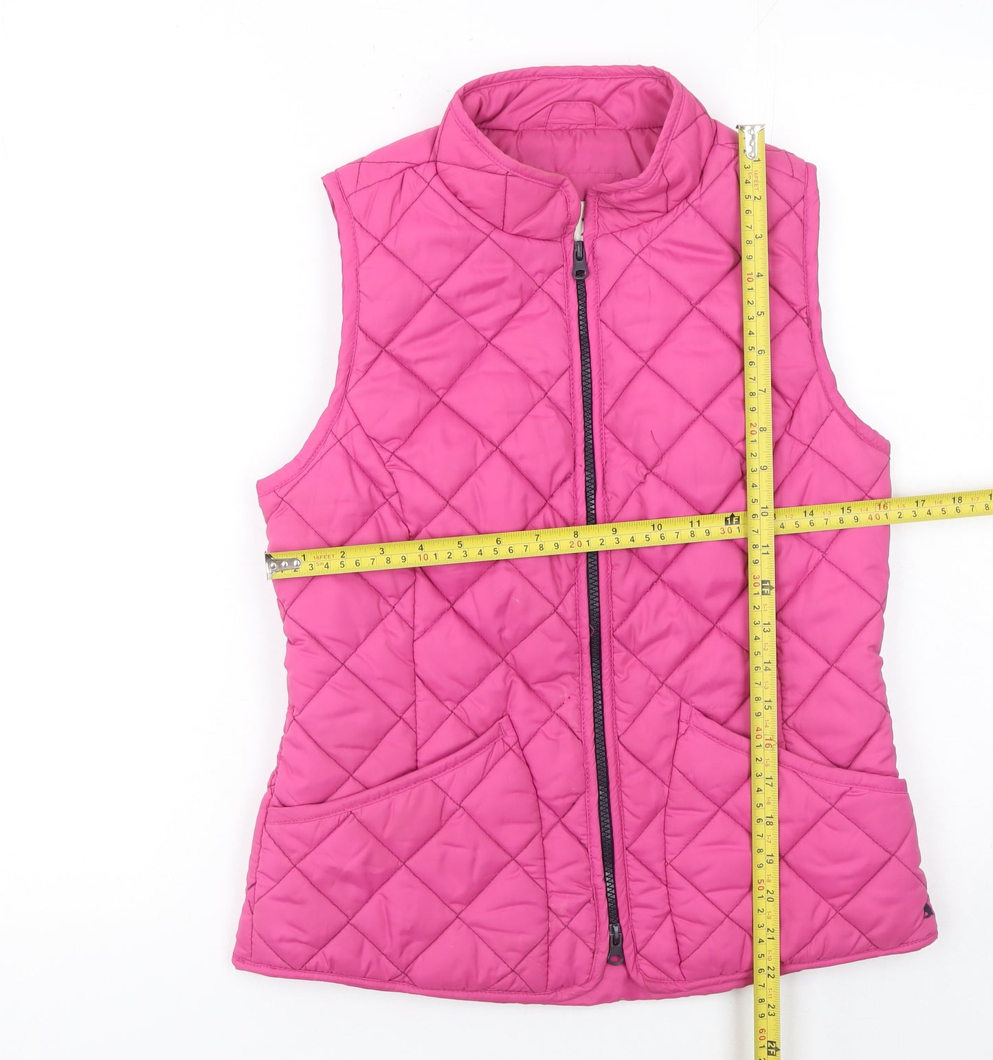 Joules Women's Pink Quilted Waistcoat Size 8 Full Zip Casual Gilet