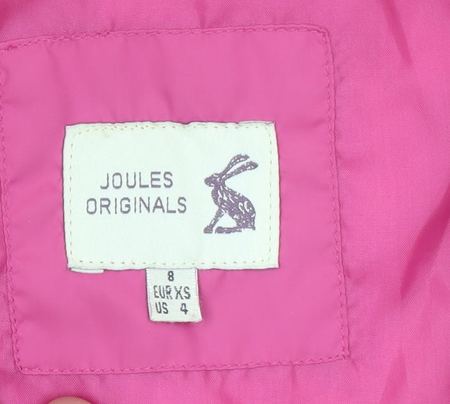 Joules Women's Pink Quilted Waistcoat Size 8 Full Zip Casual Gilet