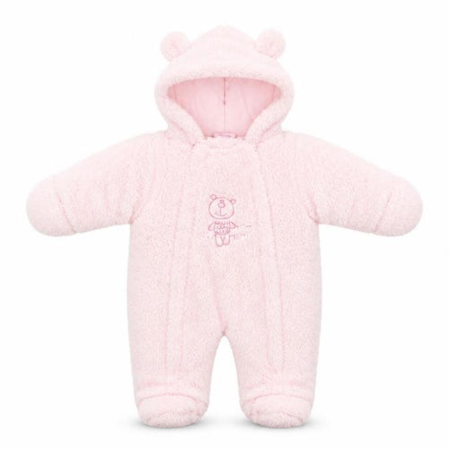 Bebe Bonito Pink Hooded Fleece Bear Coverall 0-3 Months Unisex Baby
