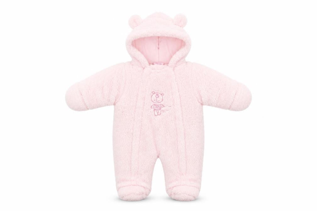 Bebe Bonito Pink Hooded Fleece Bear Coverall 0-3 Months Unisex Baby