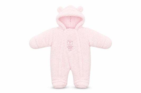 Bebe Bonito Pink Hooded Fleece Bear Coverall 0-3 Months Unisex Baby