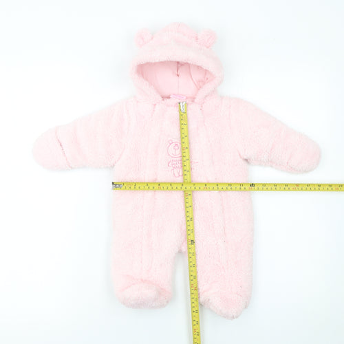 Bebe Bonito Pink Hooded Fleece Bear Coverall 0-3 Months Unisex Baby