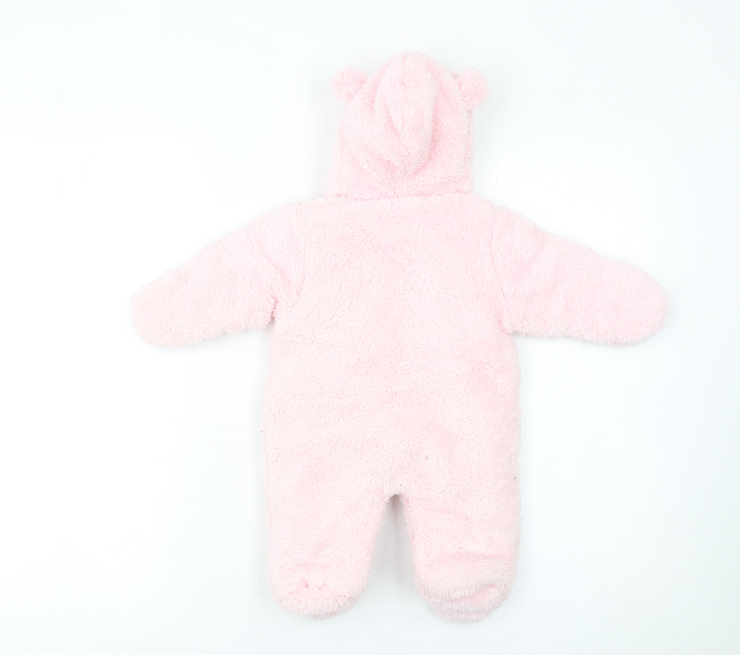 Bebe Bonito Pink Hooded Fleece Bear Coverall 0-3 Months Unisex Baby