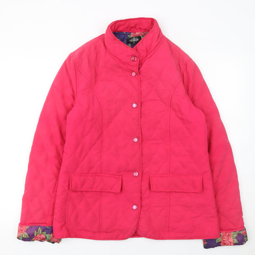 David Barry Womens Pink Quilted Mid-Length Jacket Size 12