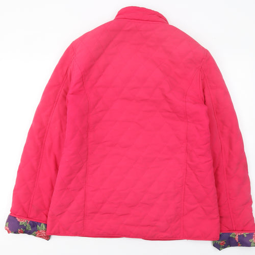 David Barry Womens Pink Quilted Mid-Length Jacket Size 12