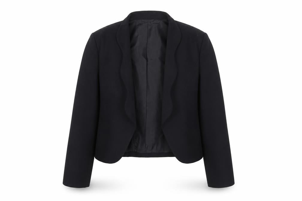 Front view of bpc Selection Women's Black, size 14, Tailored Cropped Blazer