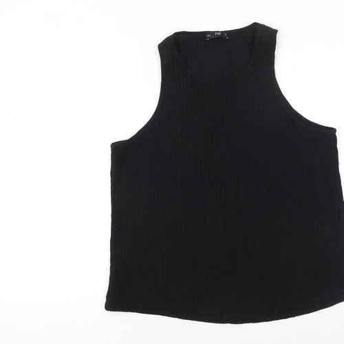 F&F Womens Black Sleeveless Tank Top UK 16 Regular Fit Polyester
