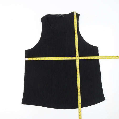 F&F Womens Black Sleeveless Tank Top UK 16 Regular Fit Polyester