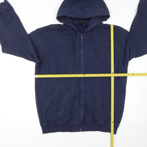 H&M Men’s Blue Full Zip Hoodie Relaxed Fit Size M Fleece Cotton Blend