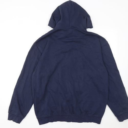 H&M Men’s Blue Full Zip Hoodie Relaxed Fit Size M Fleece Cotton Blend