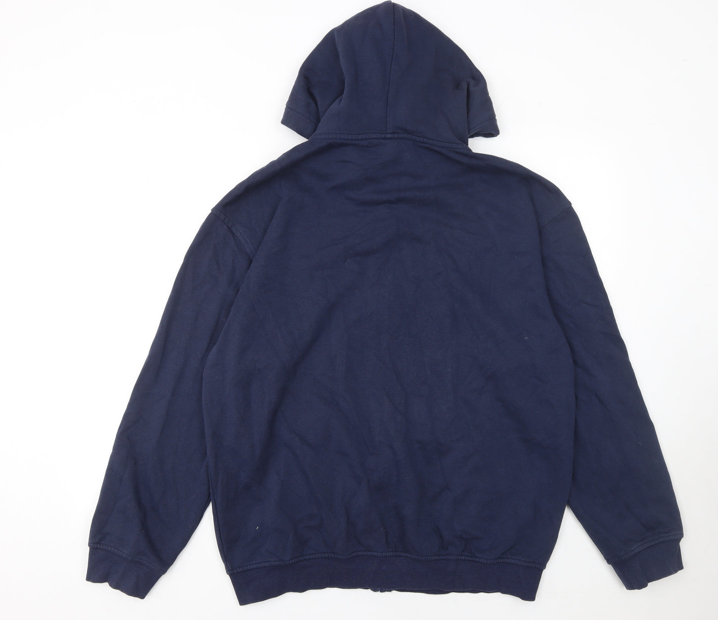 H&M Men’s Blue Full Zip Hoodie Relaxed Fit Size M Fleece Cotton Blend