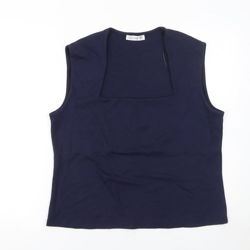 Gallery Womens Blue Square Neck Sleeveless Tank Top XL