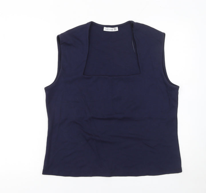Gallery Womens Blue Square Neck Sleeveless Tank Top XL