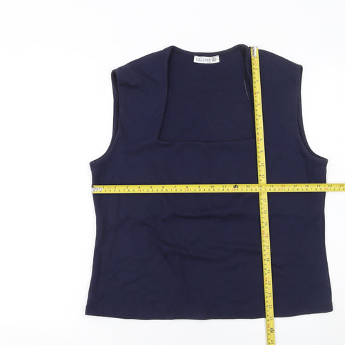 Gallery Womens Blue Square Neck Sleeveless Tank Top XL