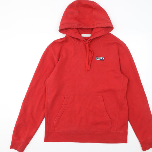 FILA Men's Red Pullover Hoodie M Regular Fit Cotton Blend