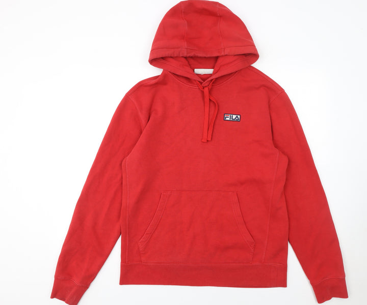 FILA Men's Red Pullover Hoodie M Regular Fit Cotton Blend