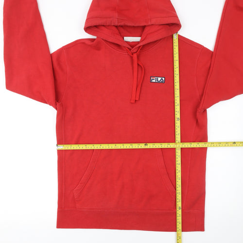 FILA Men's Red Pullover Hoodie M Regular Fit Cotton Blend