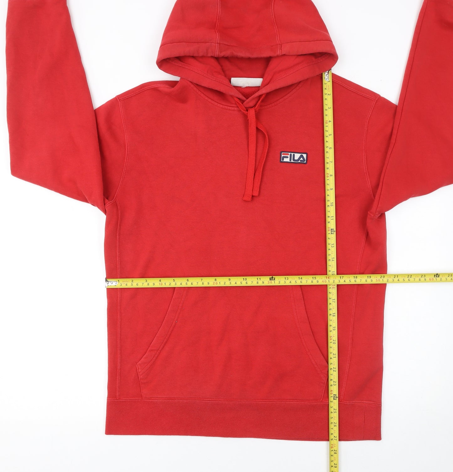 FILA Men's Red Pullover Hoodie M Regular Fit Cotton Blend