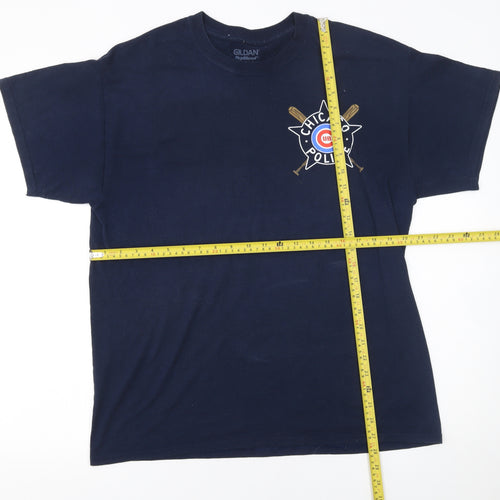 Gildan Men's Blue Chicago Police Cubs Graphic T-Shirt Size L