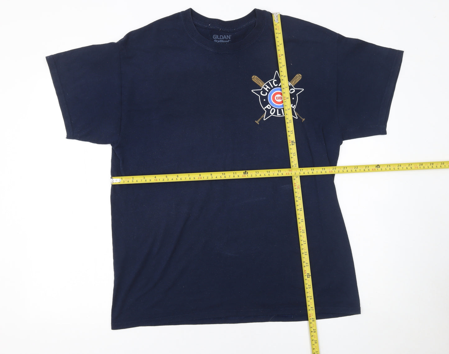 Gildan Men's Blue Chicago Police Cubs Graphic T-Shirt Size L
