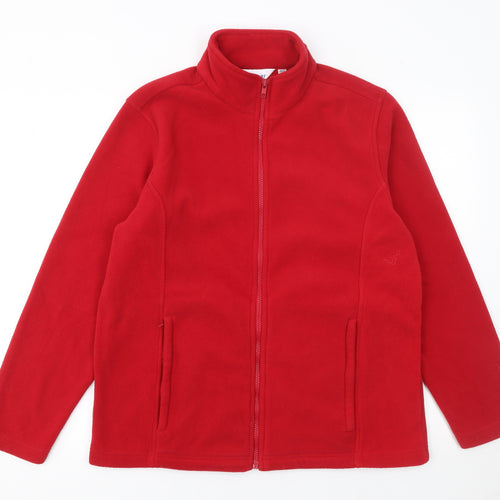 Damart Women Red Fleece Full Zip Jacket Size 12 Casual Warm