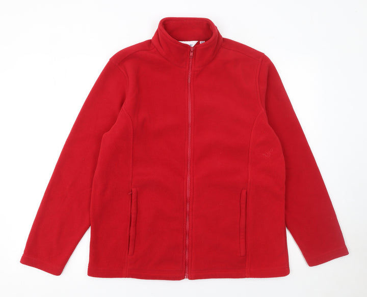 Damart Women Red Fleece Full Zip Jacket Size 12 Casual Warm