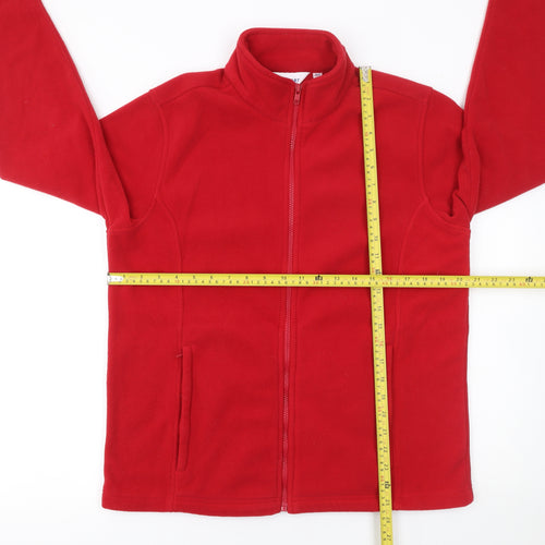 Damart Women Red Fleece Full Zip Jacket Size 12 Casual Warm