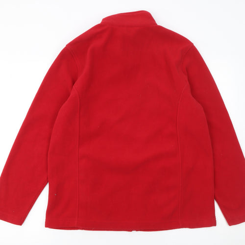 Damart Women Red Fleece Full Zip Jacket Size 12 Casual Warm