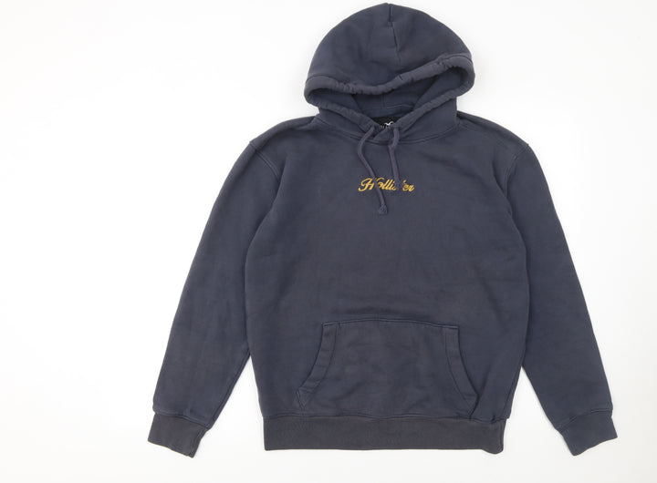 Hollister Men's Blue Pullover Hoodie Size S Fleece Embroidered