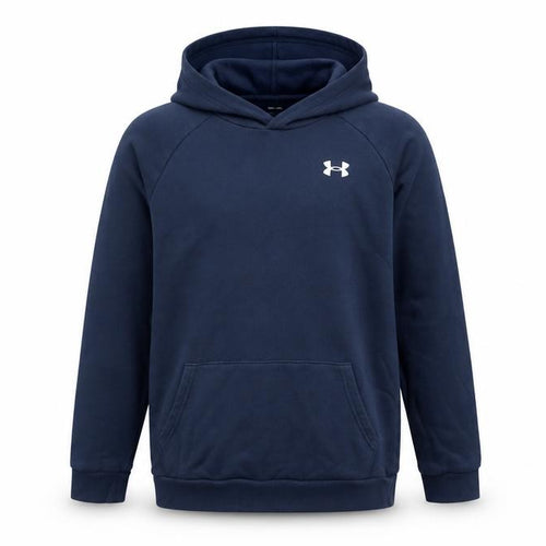 Under Armour Boys Navy Pullover Hoodie YXL 158-170cm Cotton Blend Fleece