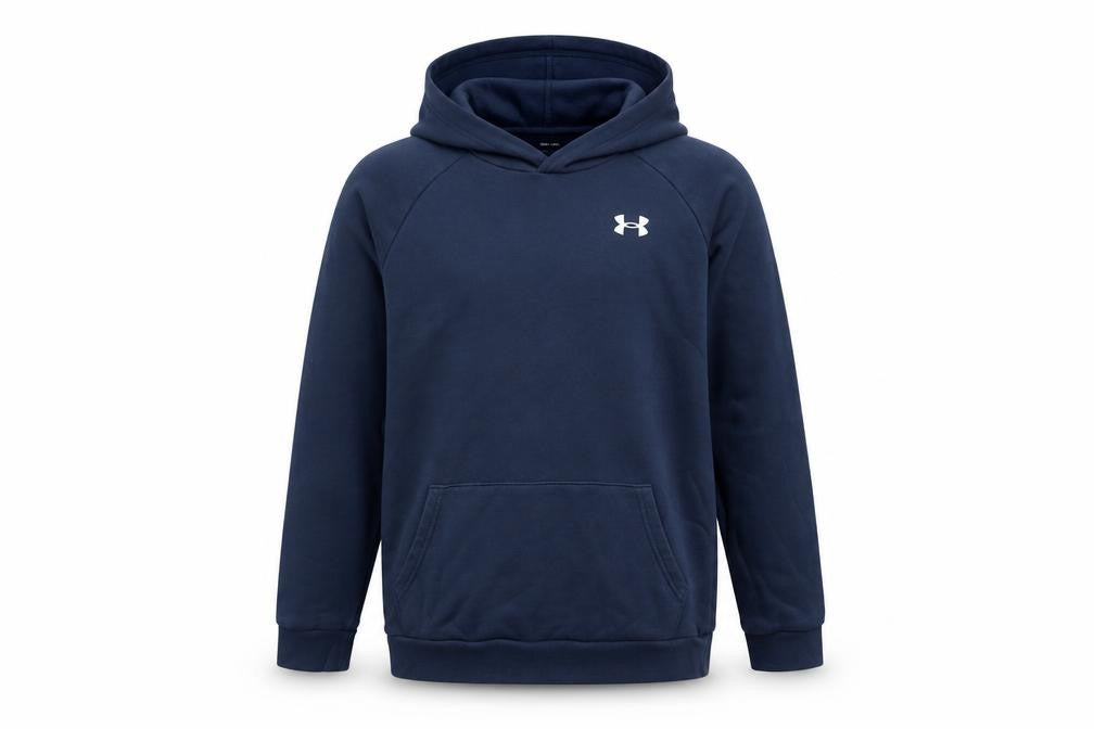 Under Armour Boys Navy Pullover Hoodie YXL 158-170cm Cotton Blend Fleece