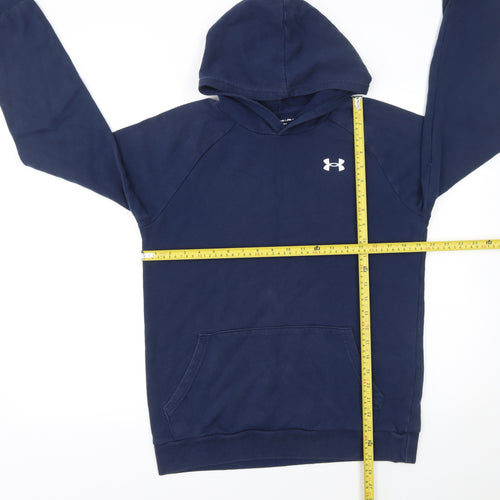 Under Armour Boys Navy Pullover Hoodie YXL 158-170cm Cotton Blend Fleece