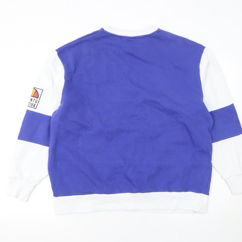Ellesse Women's Blue White Logo Sweatshirt UK 6 Cotton Blend