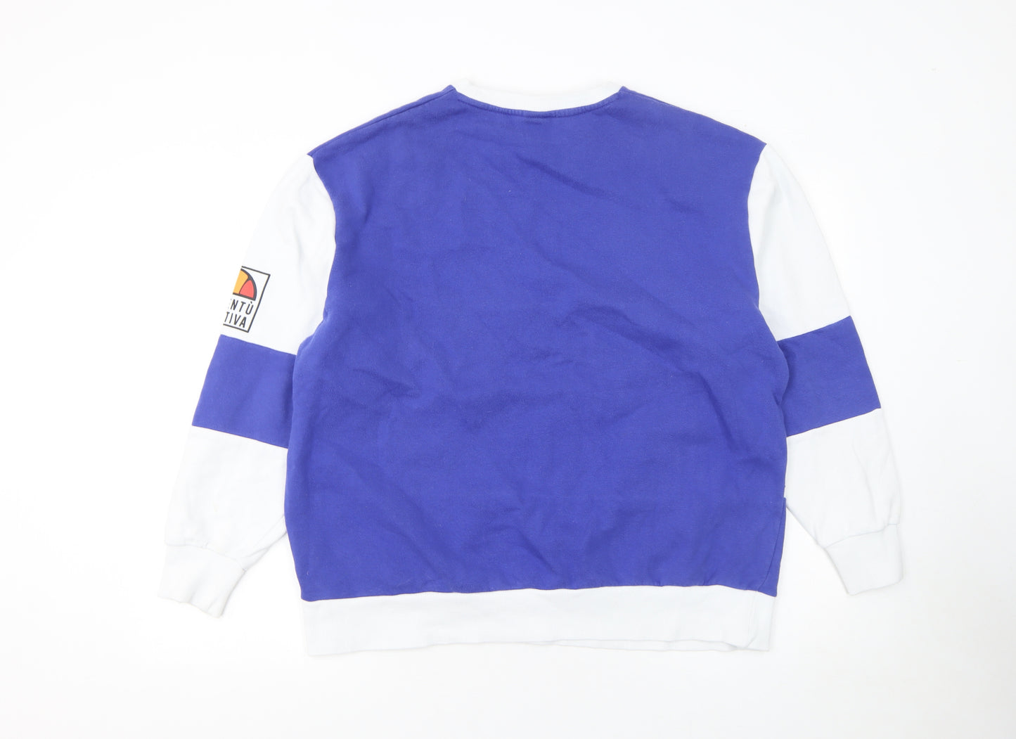 Ellesse Women's Blue White Logo Sweatshirt UK 6 Cotton Blend