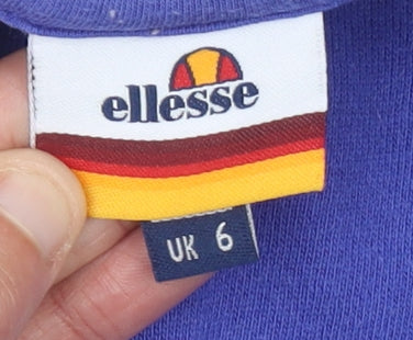 Ellesse Women's Blue White Logo Sweatshirt UK 6 Cotton Blend