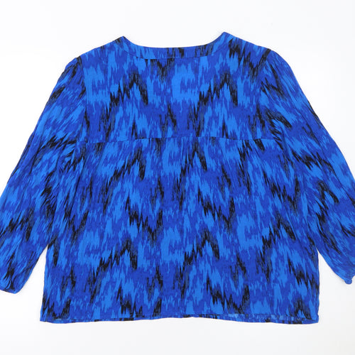 Vila Women Blue Geometric Tunic Blouse Size 10 Viscose