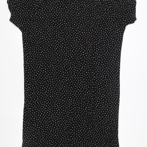 Monki Women’s Black Polka Dot Short Sleeve T-Shirt Dress Size S