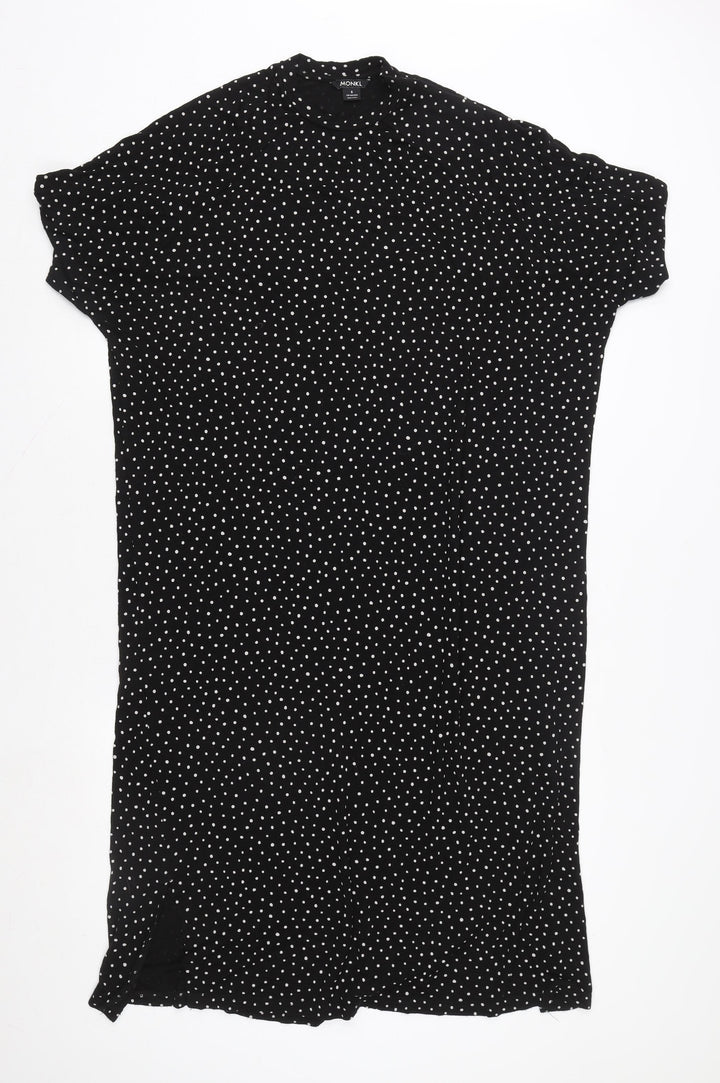 Monki Women’s Black Polka Dot Short Sleeve T-Shirt Dress Size S