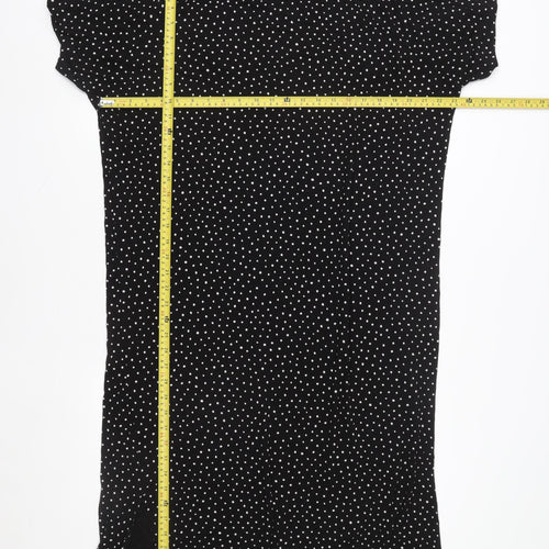 Monki Women’s Black Polka Dot Short Sleeve T-Shirt Dress Size S